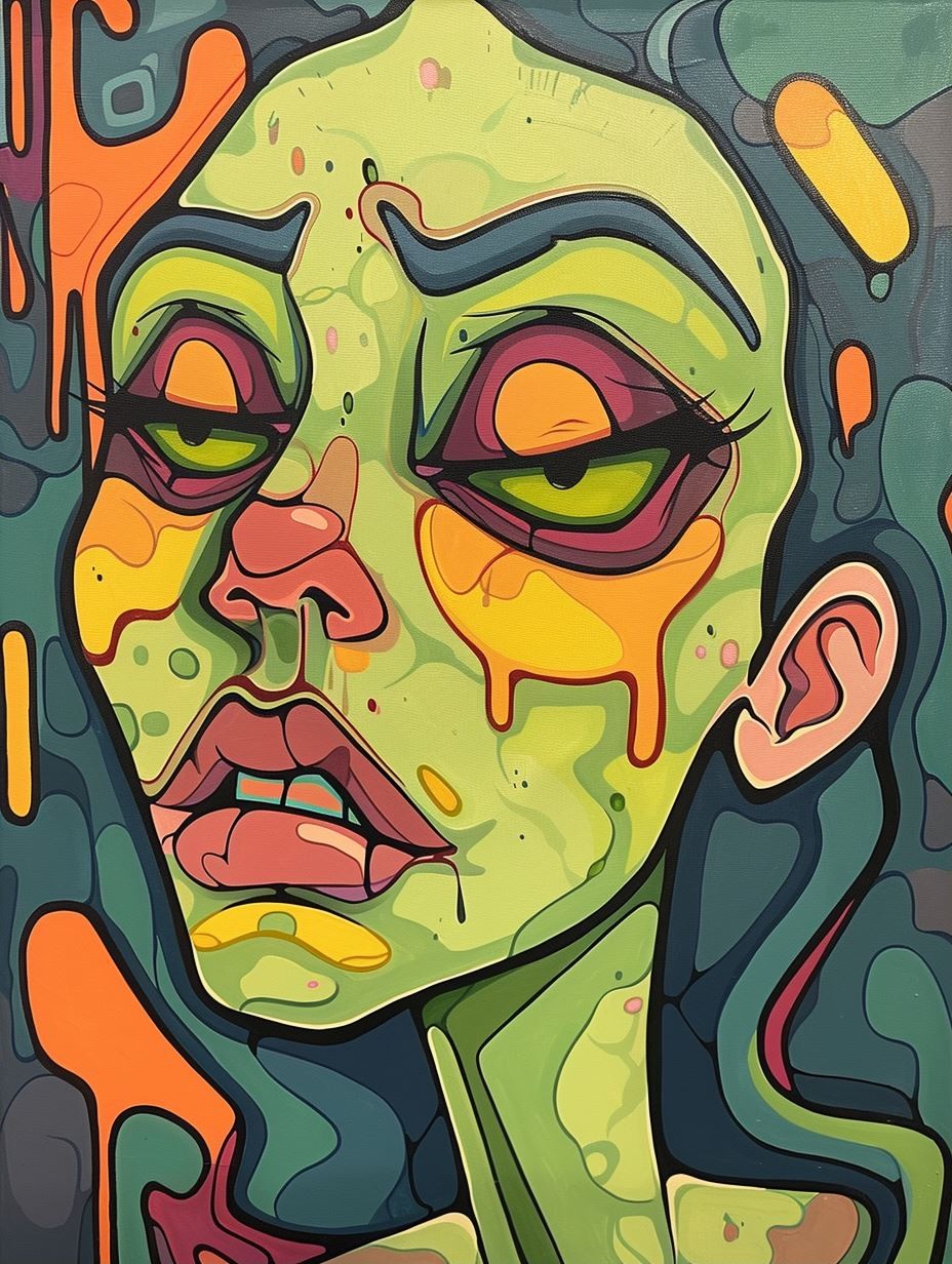 Neon Psychedelic Melting Portrait