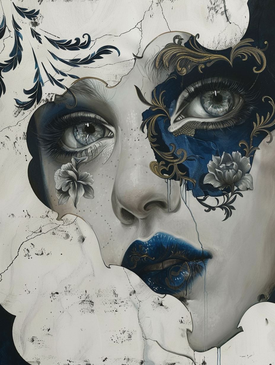 Ethereal Gilded Floral Portrait - Image 2