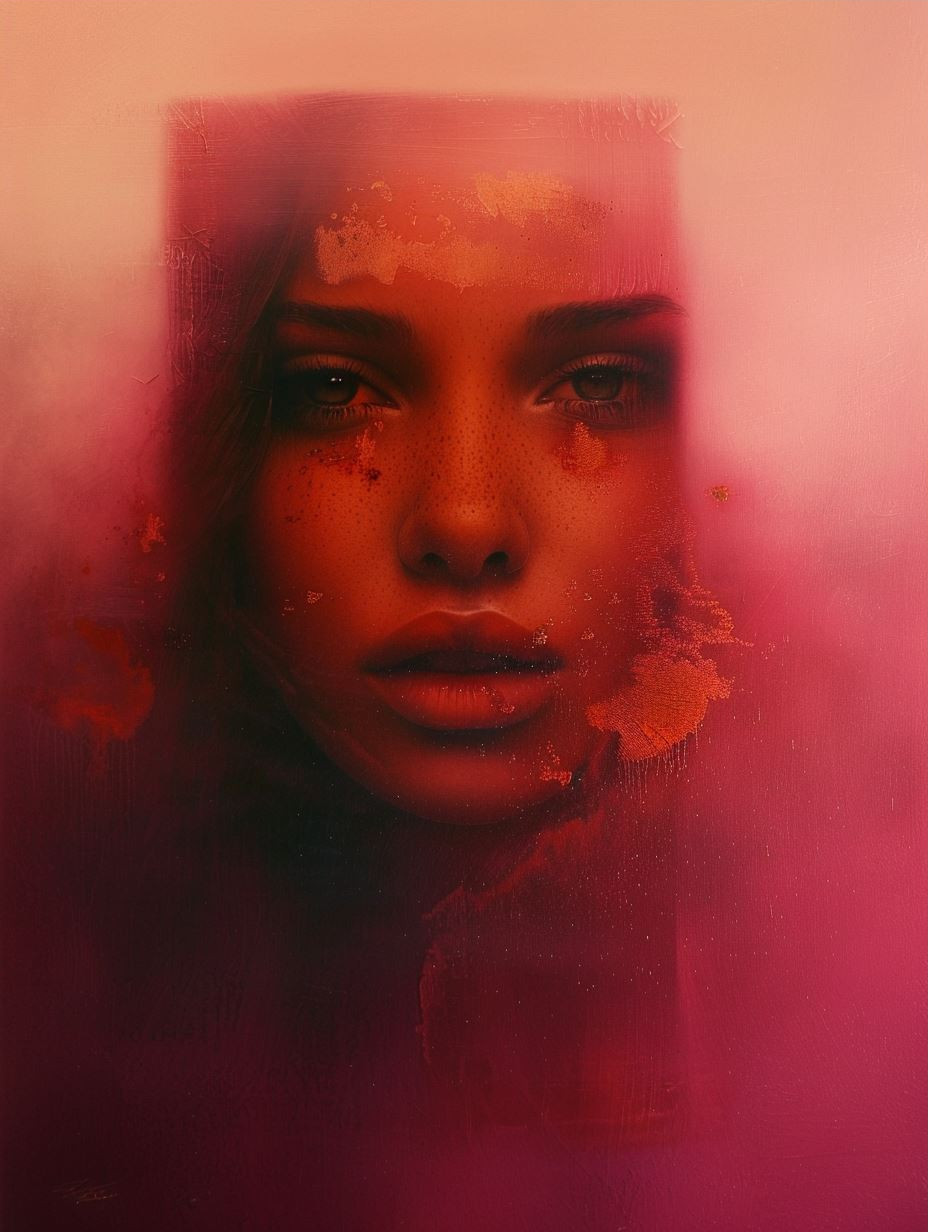 Crimson Haze Ethereal Portrait - Image 3