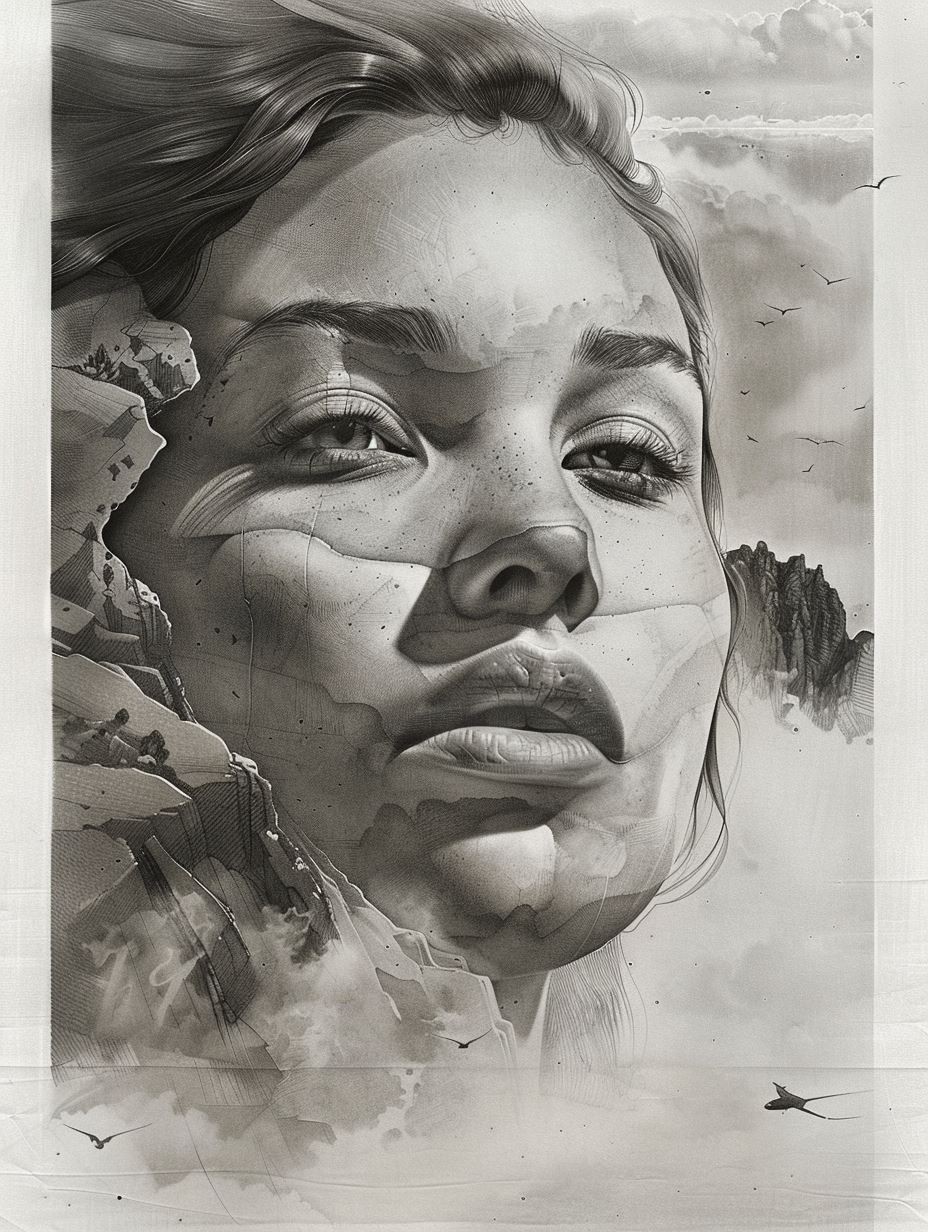 Ethereal Monochrome Digital Portrait - Image 3