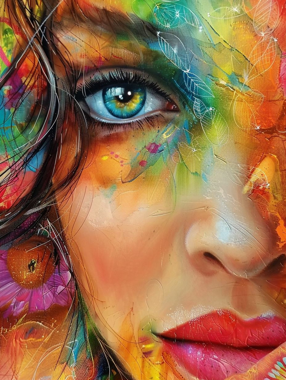 Vibrant Floral Portrait Fusion - Image 1