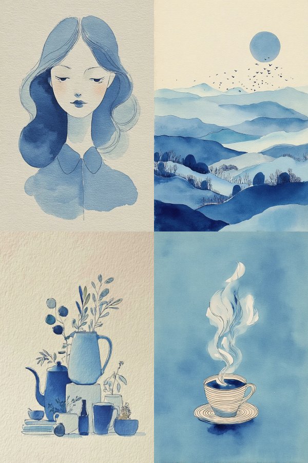 Serenity in Blue Watercolor