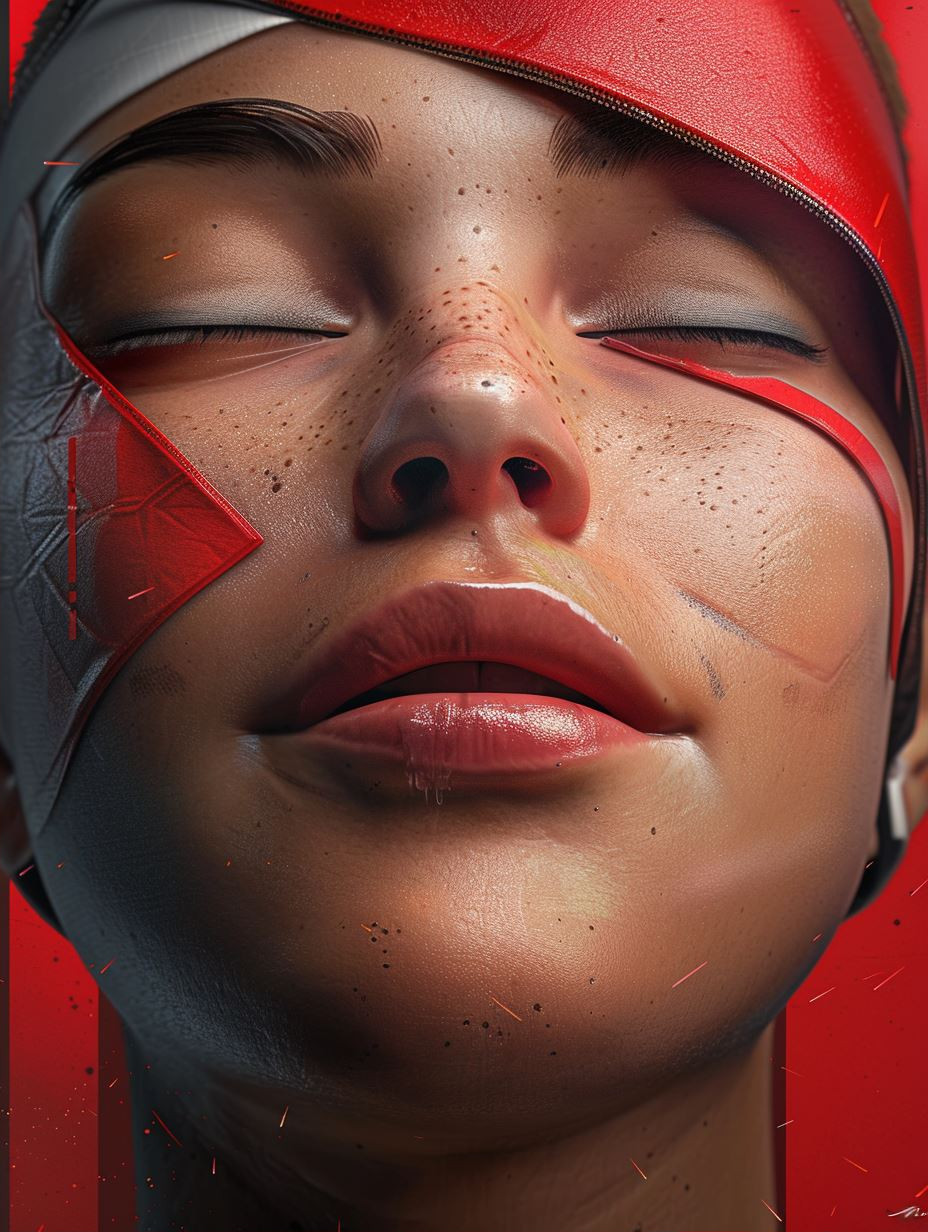 Crimson Glow Cybernetic Portrait - Image 2