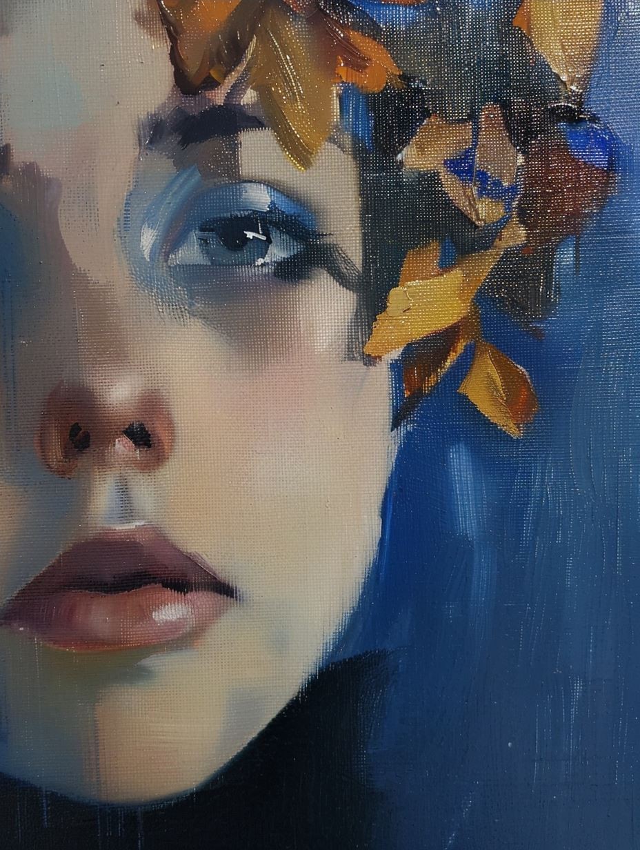 Azure Gaze Oil Portrait - Image 4