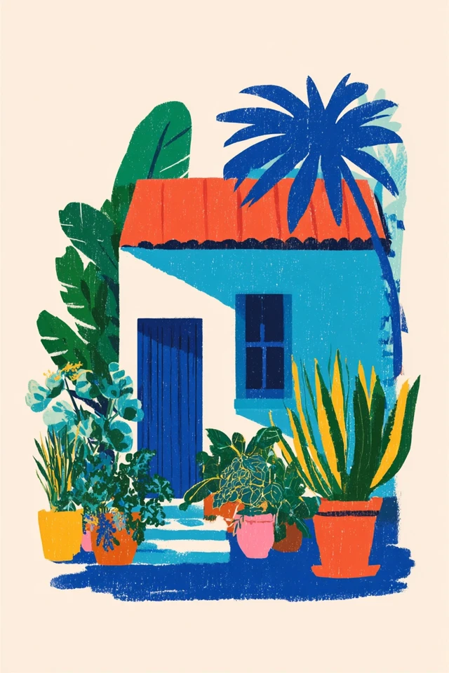 Vibrant Blue Mid-Century Modern Art Prints - Image 6