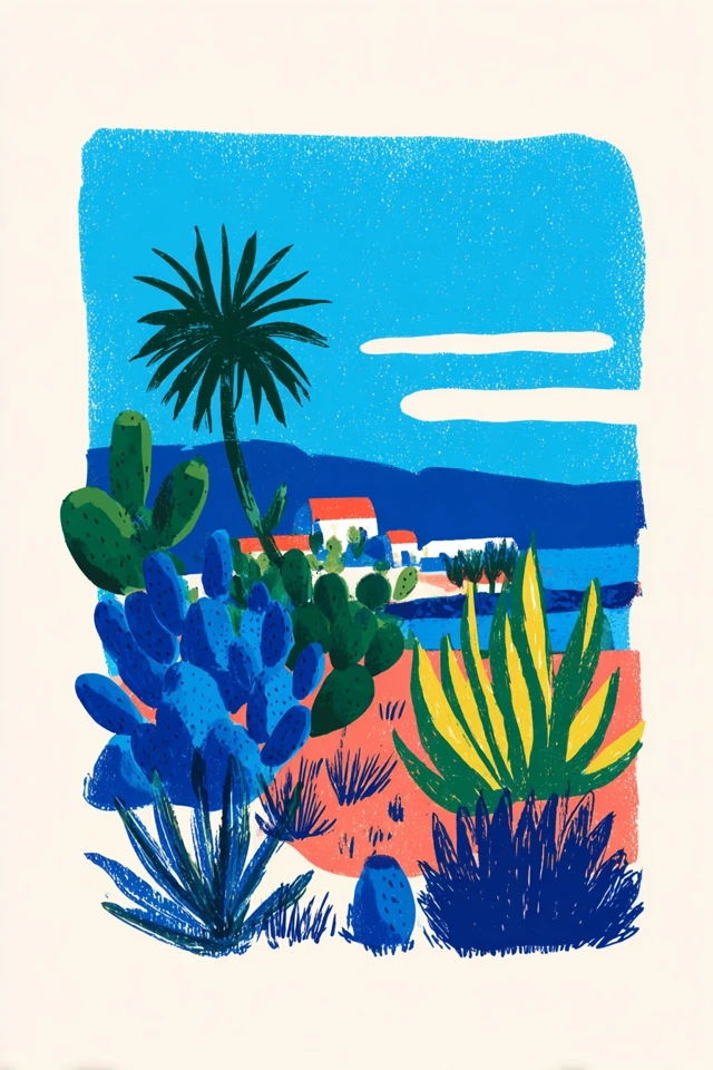 Vibrant Blue Mid-Century Modern Art Prints - Image 2