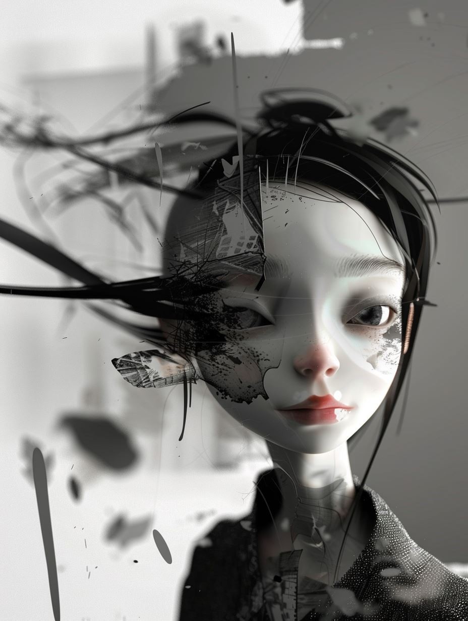 Monochrome Ink Ethereal Portrait - Image 4
