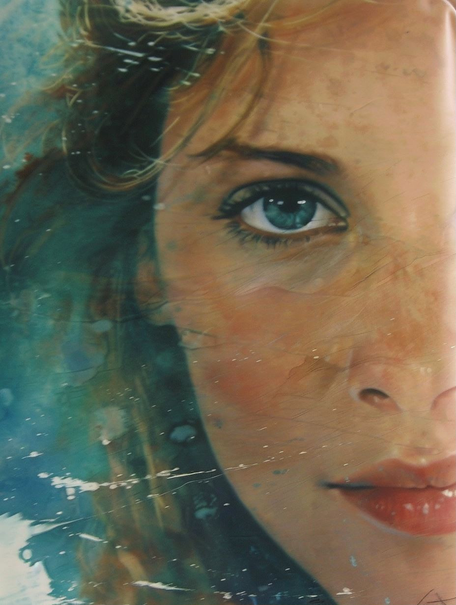 Ethereal Gazes in Blue and Gold - Image 1