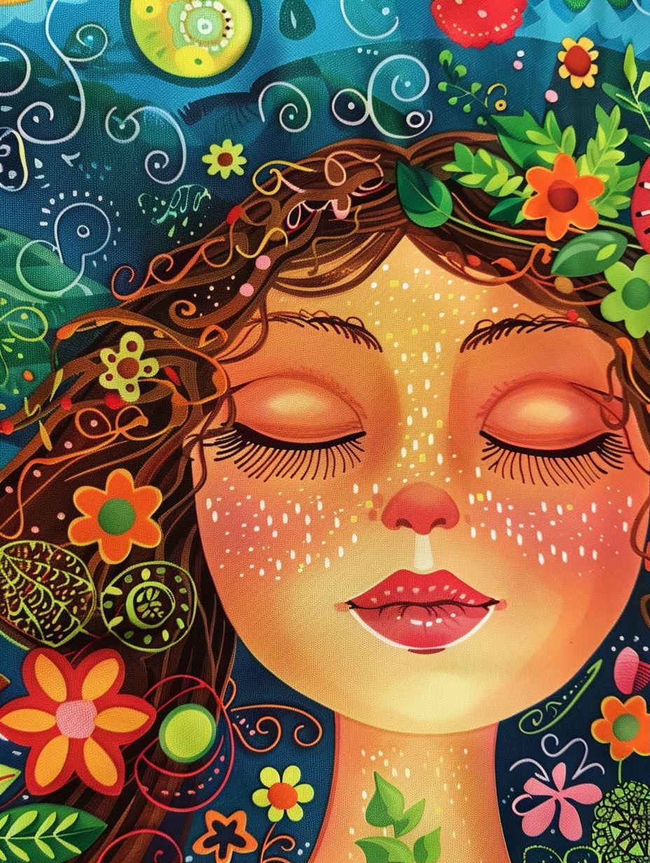 Vibrant Psychedelic Floral Portraits - Image 1