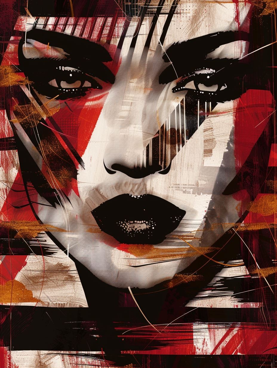 Abstract Crimson Noir Portrait