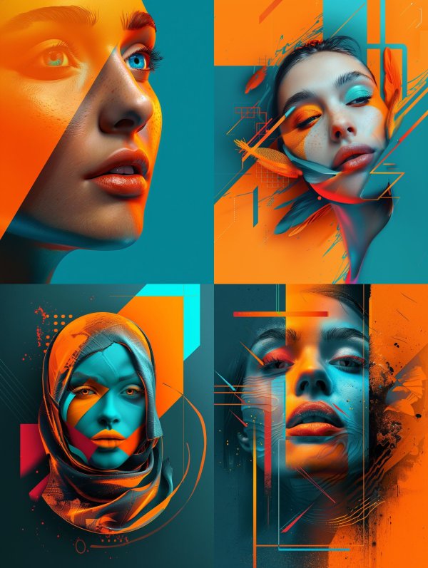 Vibrant Geometric Portrait Fusion