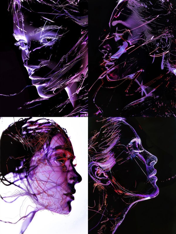 Neon Ethereal Portrait Fragments