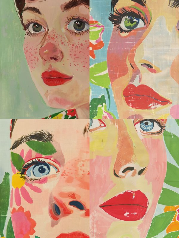 Abstract Floral Portrait Collage