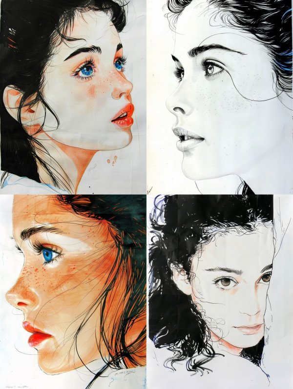 Ethereal Ink and Watercolor Portrait