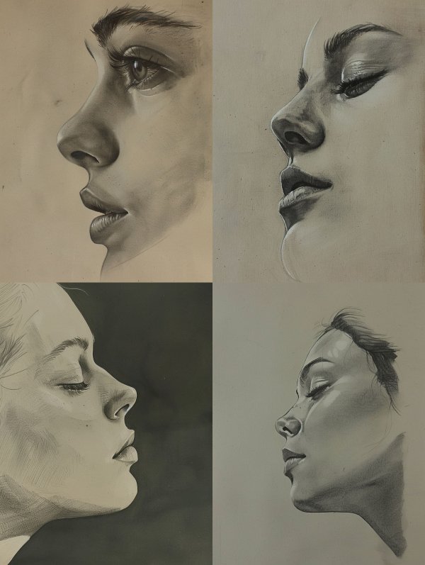 Whispers of Graphite: Four Female Profiles
