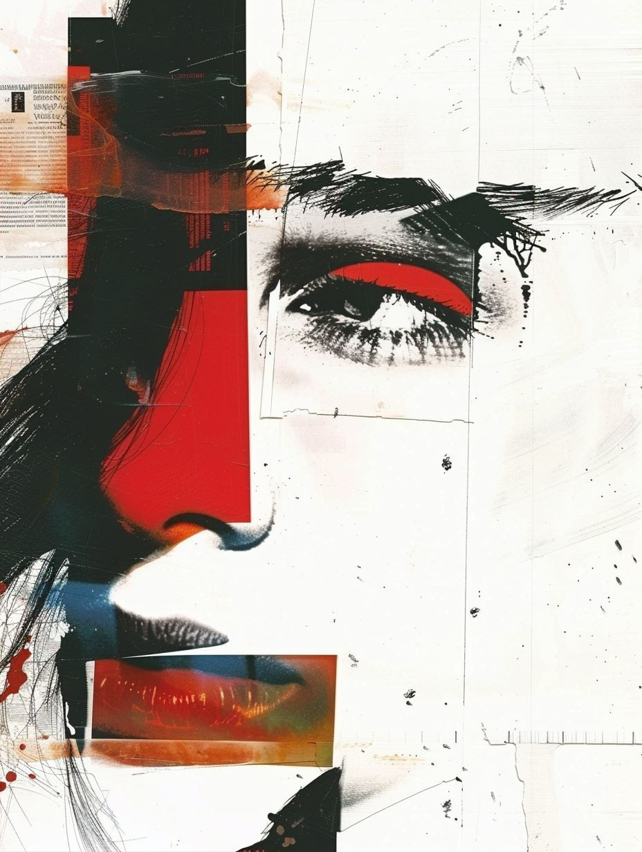 Fragmented Crimson Beauty Collage - Image 2