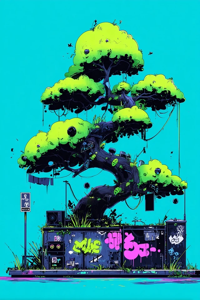 Neon Dreams: A Surreal Digital Collage - Image 5