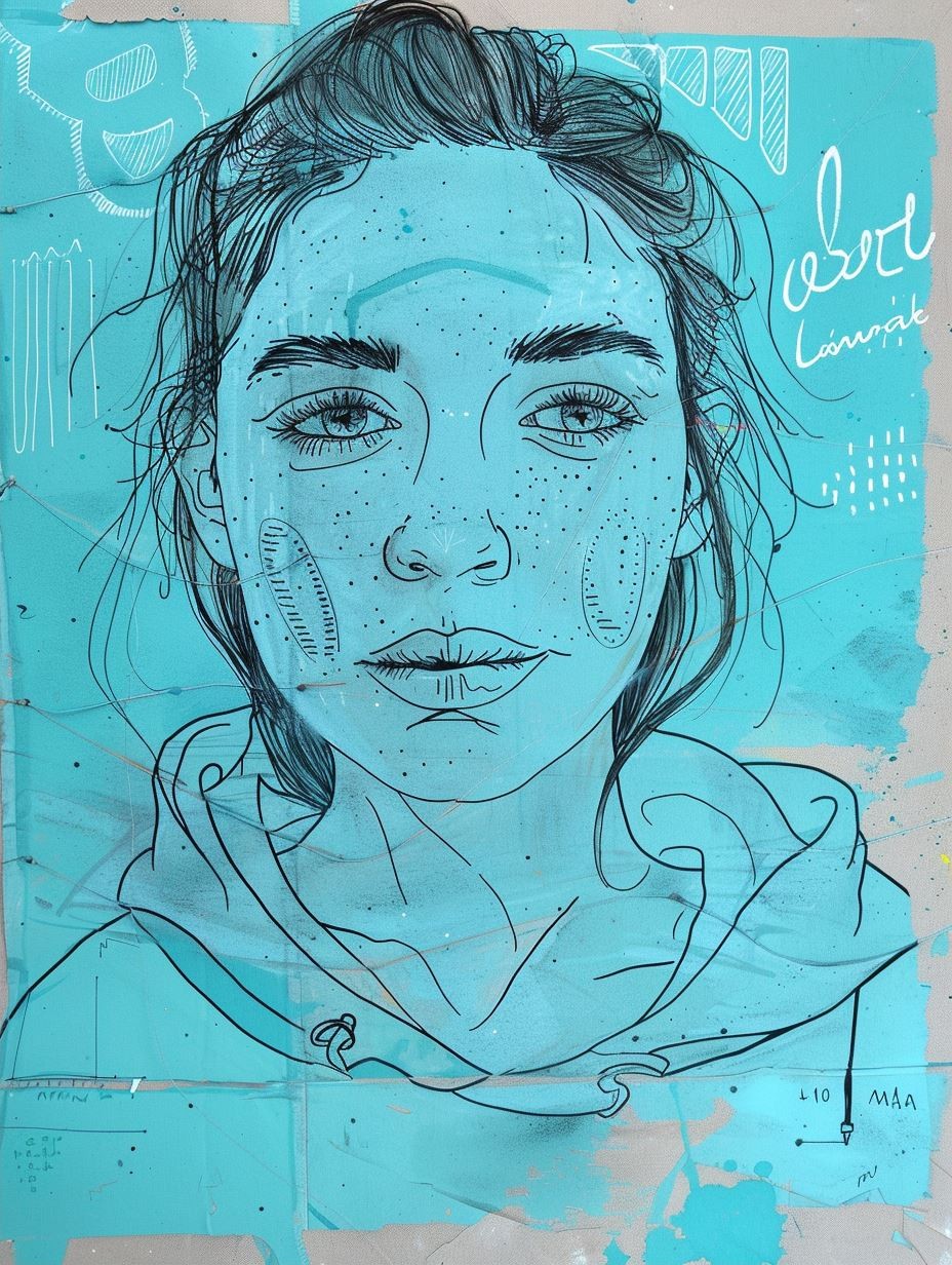 Cyan Surrealist Digital Portrait - Image 2