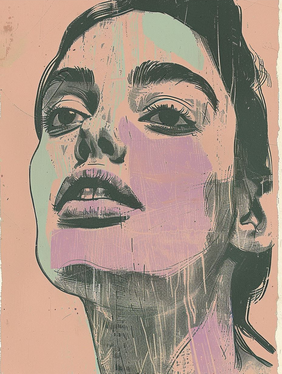 Abstract Pastel Ink Portrait - Image 3
