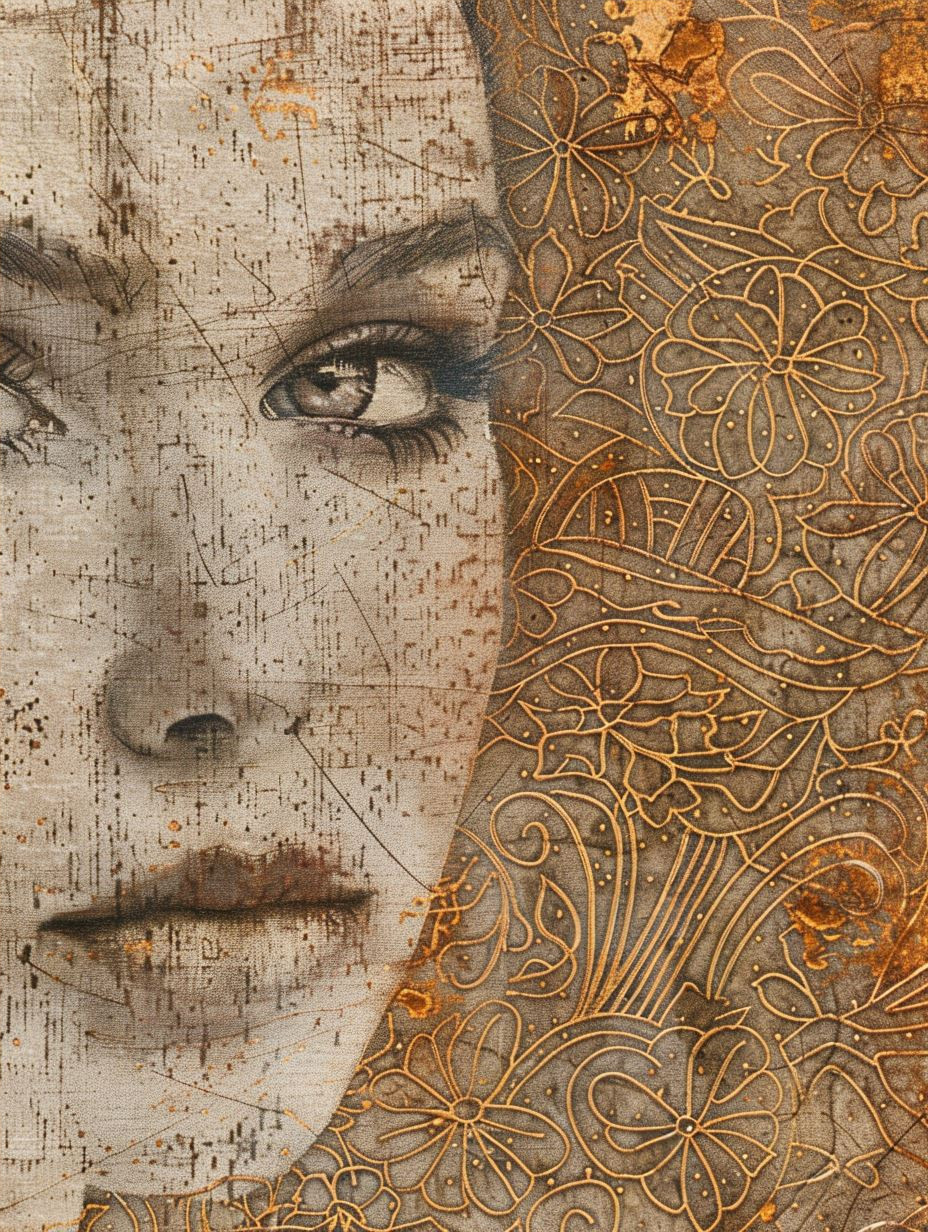 Golden Mandalas on Weathered Canvas - Image 4