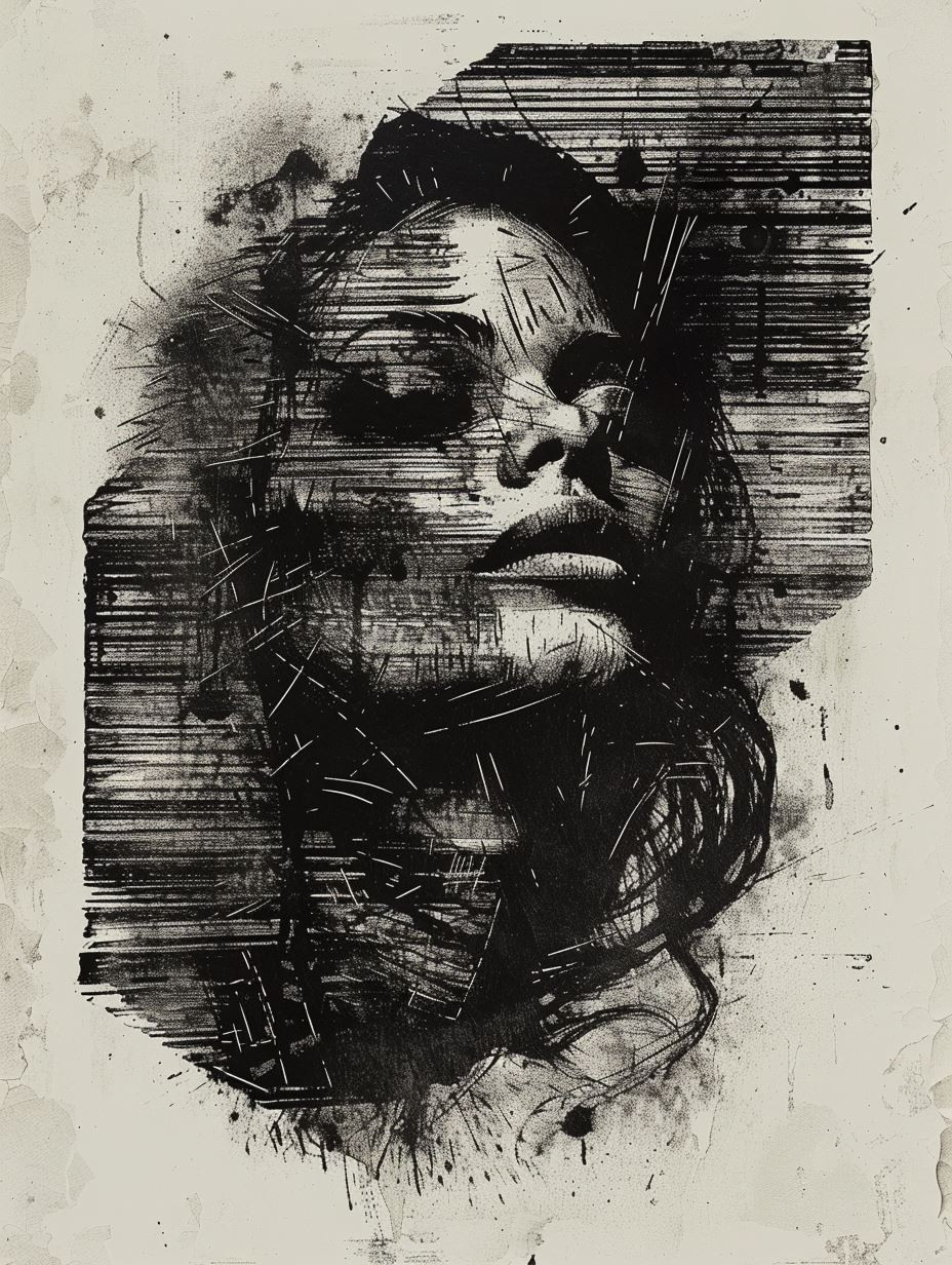 Gritty Noir Distorted Portrait - Image 3