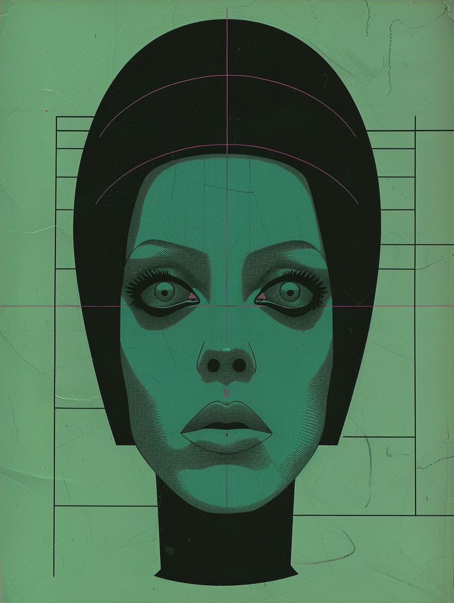Neon Surrealist Sculpted Visage - Image 4