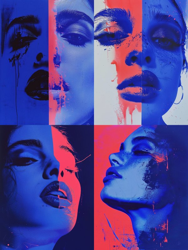 Neon Fragments of a Face