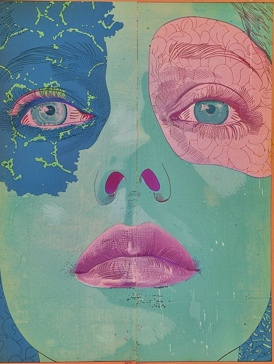 Fragmented Faces in Neon Hues - Image 3