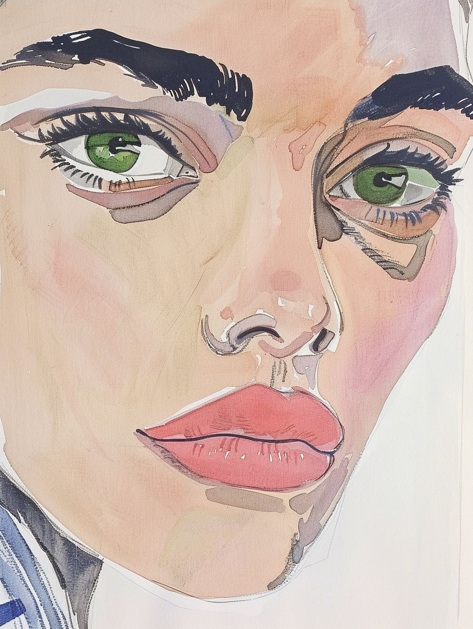 Gaze of Elegance: Watercolor Portraits - Image 4