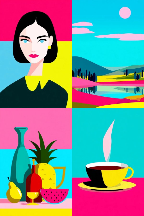 Vibrant Pop Art Quadriptych