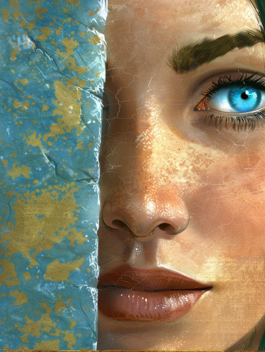 Ethereal Gaze Through Textured Glass - Image 2