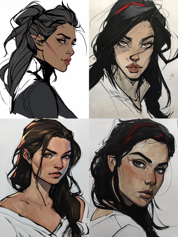 Moody Digital Character Concept Sketches