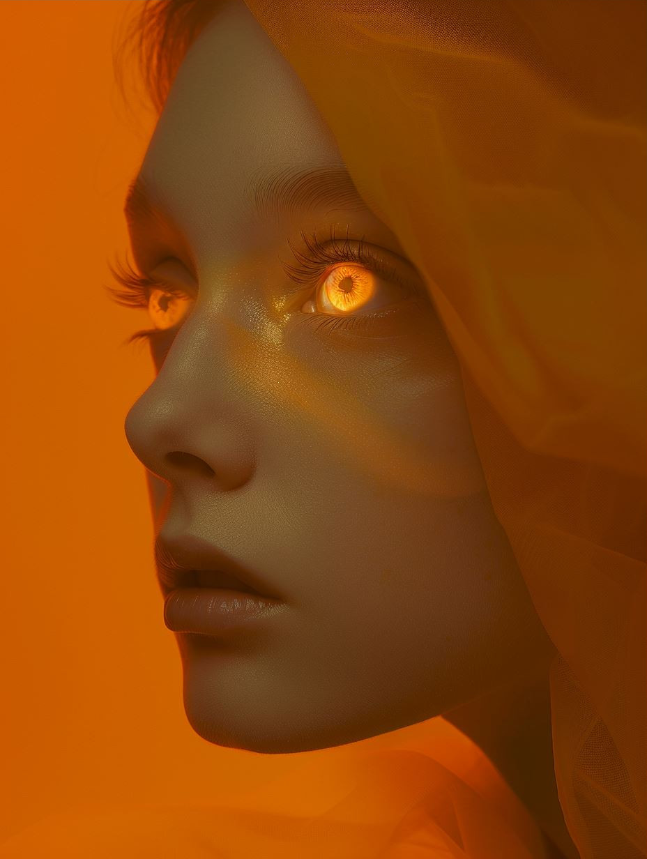 Ethereal Amber Veil Portrait - Image 3