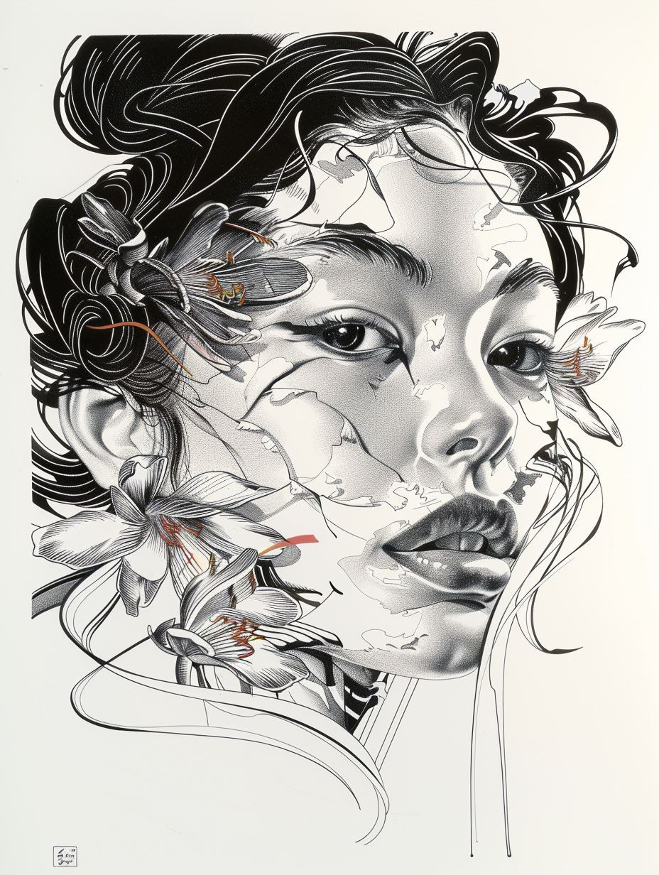 Surreal Ink Portrait of Fluidity - Image 2