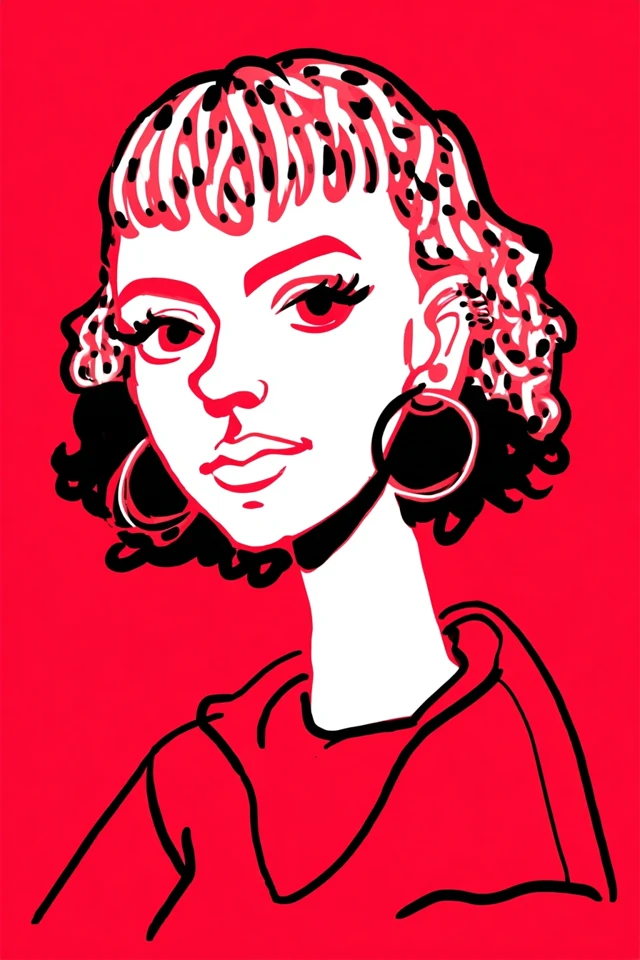 Crimson Pop Portrait - Image 1