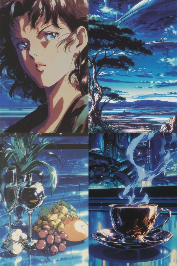 Retro Futuristic Anime Collage