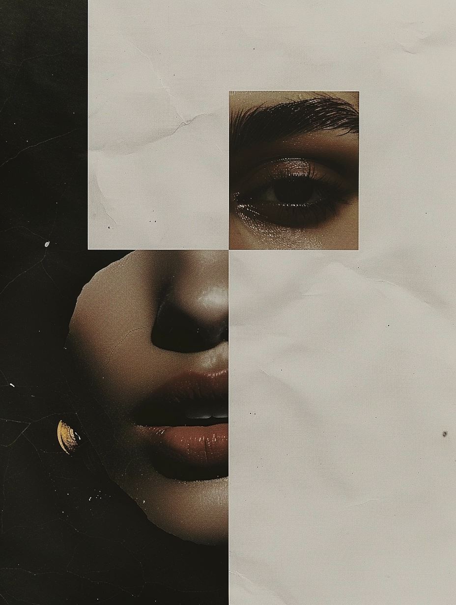 Fragmented Gaze Mixed Media Collage