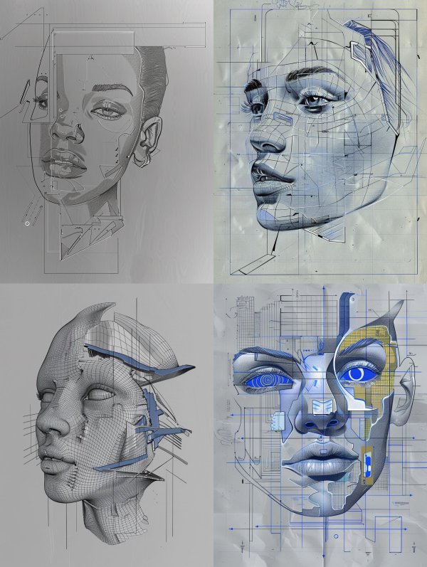 Cybernetic Blueprint Portrait