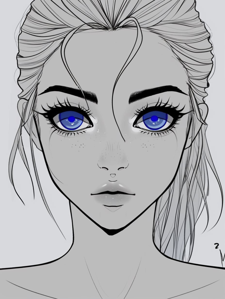Ethereal Blue Gaze Sketches - Image 2