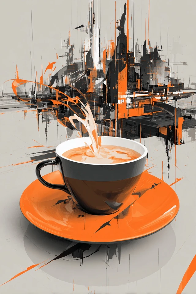 Orange and Grey Abstract Art Collection - Image 4