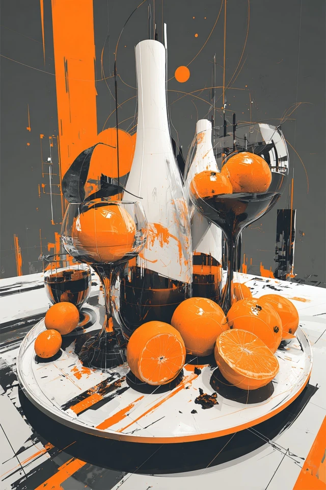 Orange and Grey Abstract Art Collection - Image 3