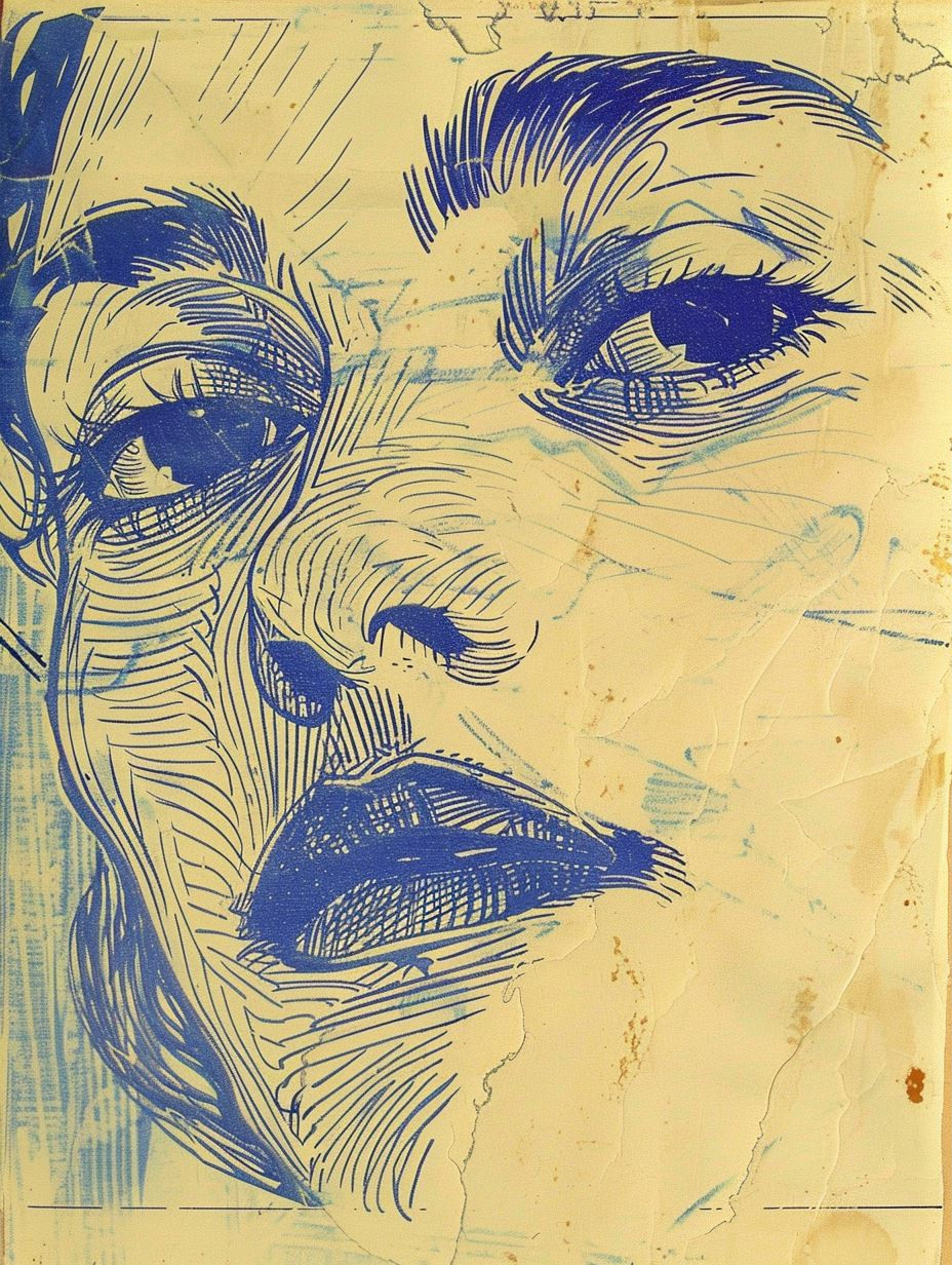 Vintage Ink Etching Portrait - Image 3