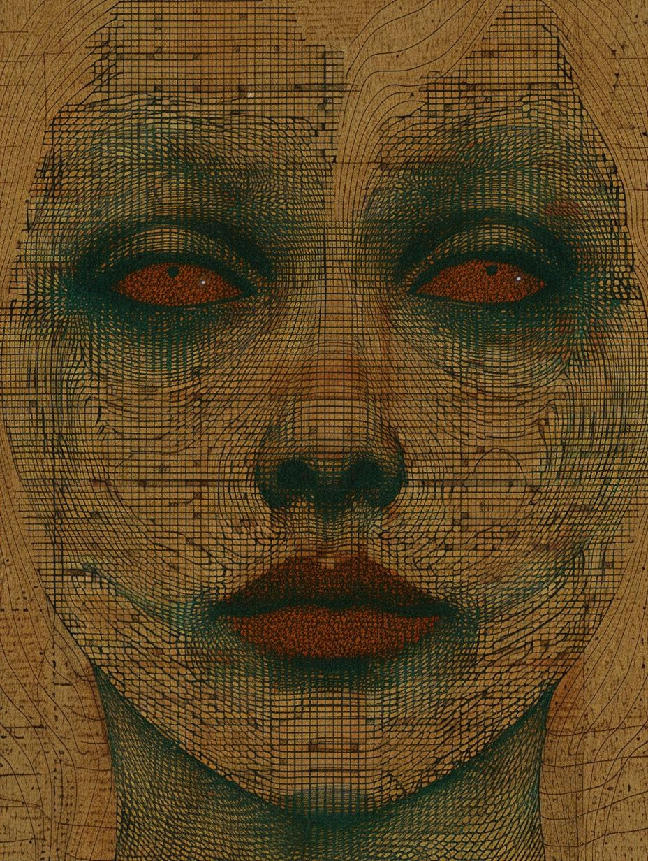 Digital Soul Geometric Mesh Portrait - Image 2