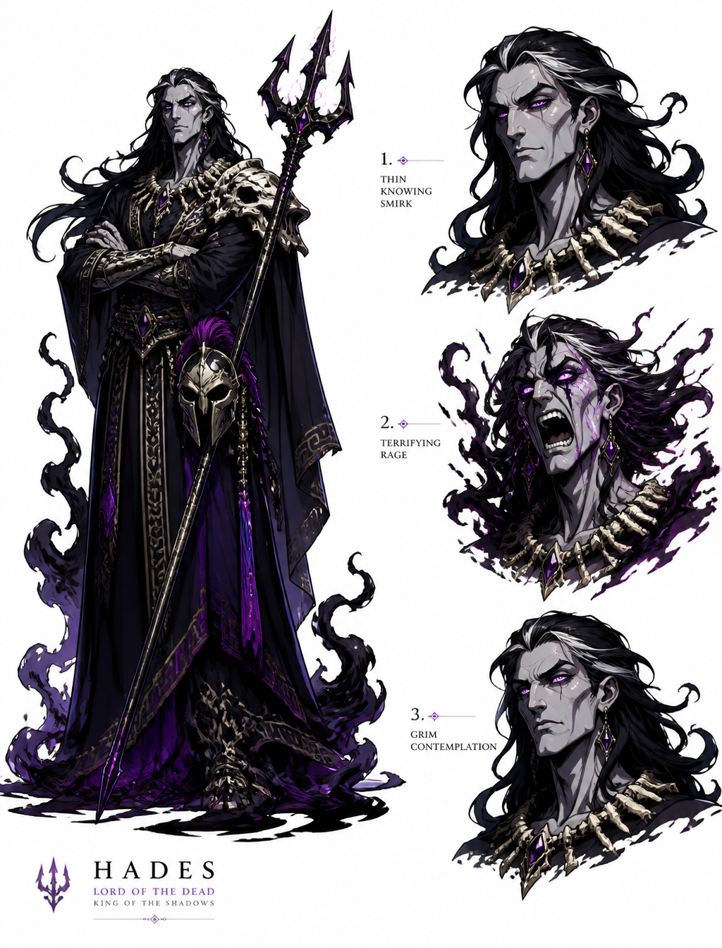 Hades Underworld Lord Character Concept Sheet