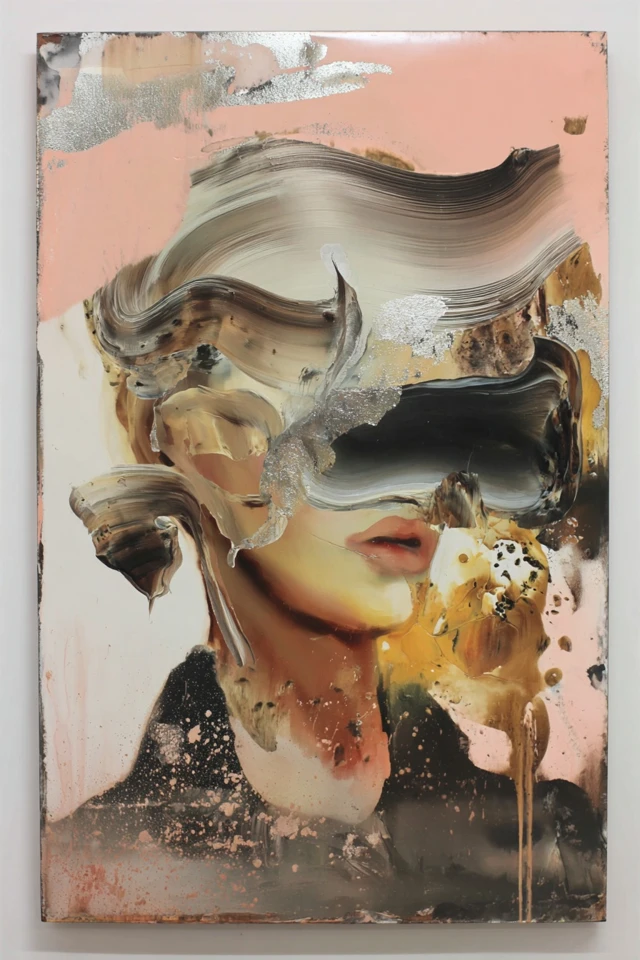 Abstract Fluidity in Pink and Gold - Image 1