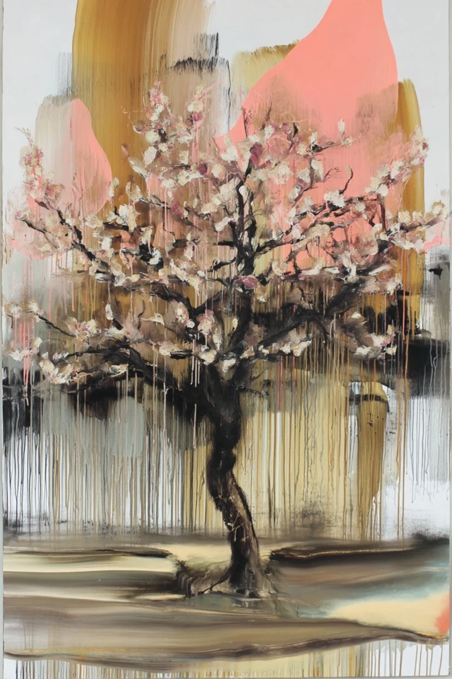 Abstract Fluidity in Pink and Gold - Image 5