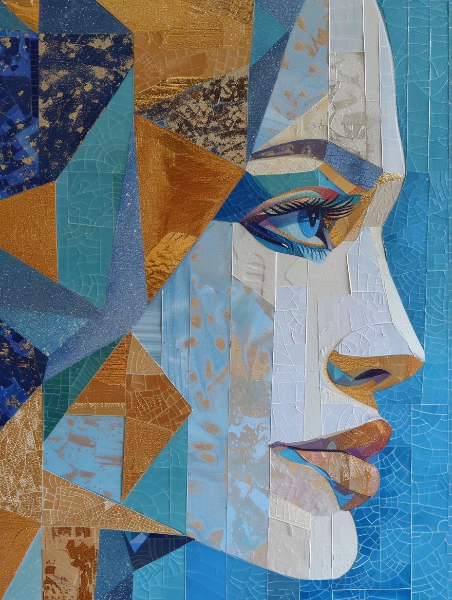 Fragmented Gaze in Gold Leaf - Image 3