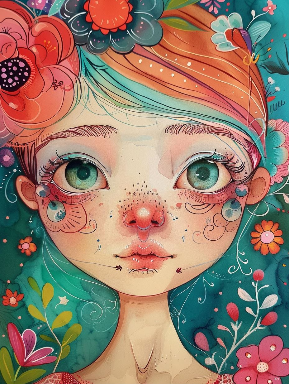 Whimsical Floral Dream Portrait