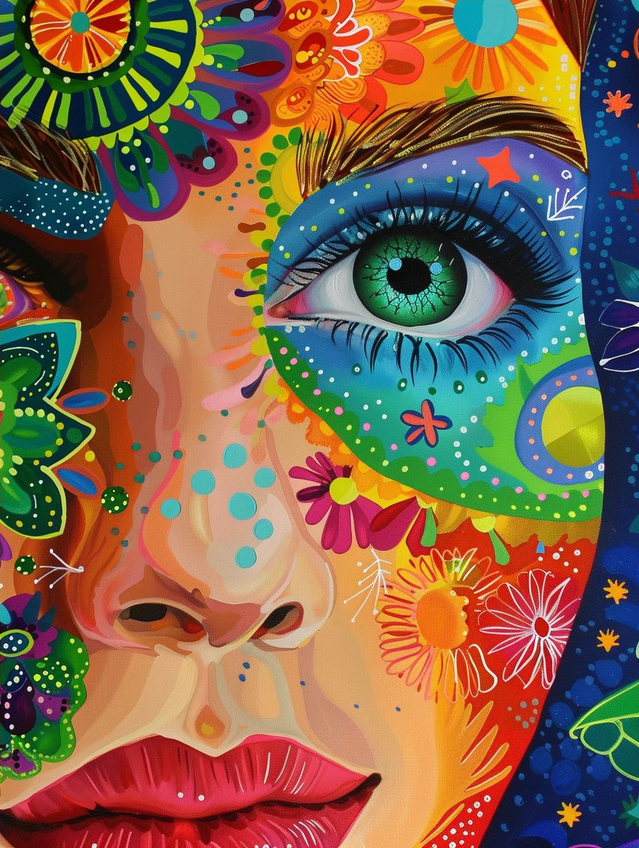 Vibrant Psychedelic Floral Portraits - Image 4
