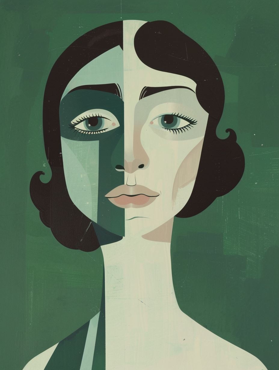 Geometric Emerald Portrait Study - Image 3